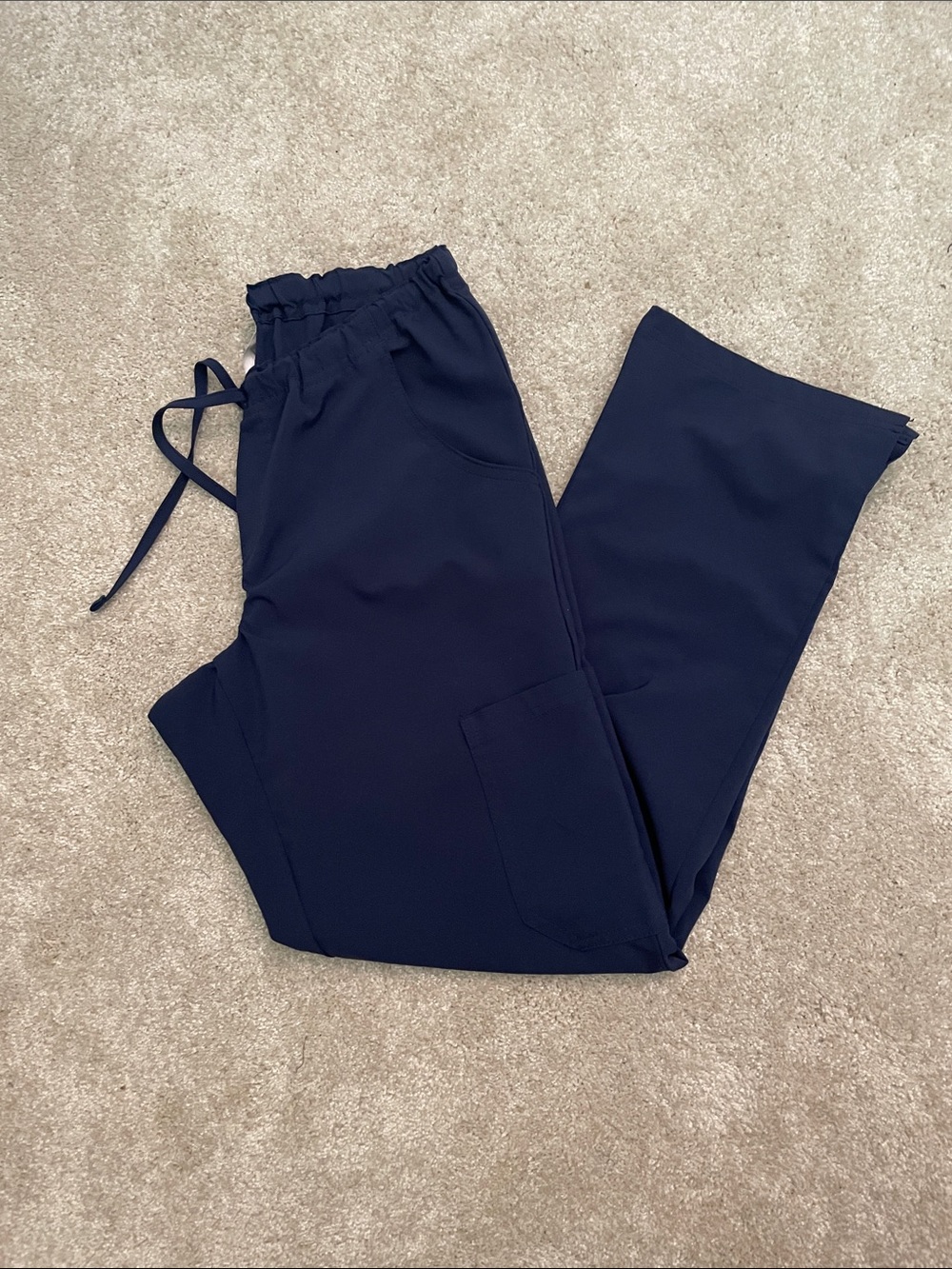 Easy stretch butter soft scrub pants navy blue petite XS